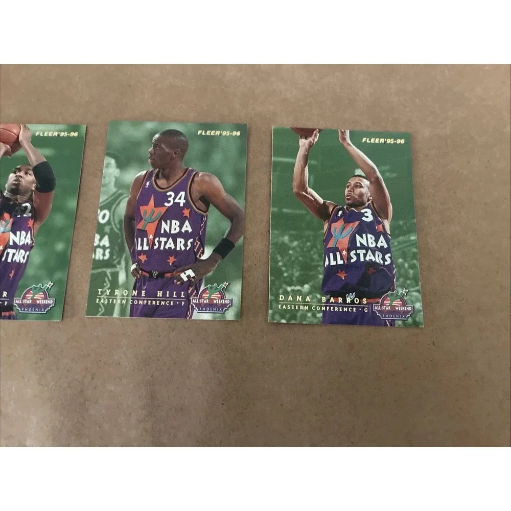 95-96 Fleer All Star Insert 3 Card Lot Payton‎ Malone Ceballos Barros Hill Baker